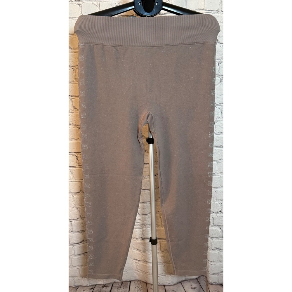 Pink Active Victoria's Secret Taupe Glitter Checkerboard Seamless Leggings XXL